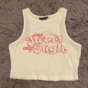 White Graphic Tank Top